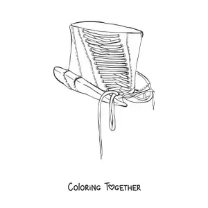 Coloring page of an antique top hat