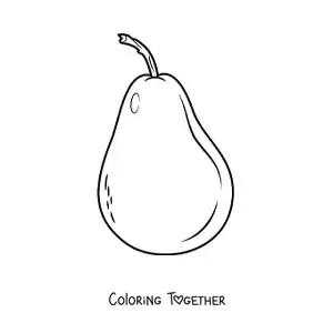 Coloring page of a pear with a stem