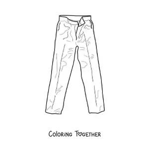 Coloring page of a pair of wrinkled pants