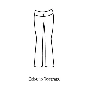 Coloring page of a pair of bell-bottom pants