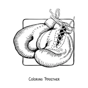 Coloring page of a pair of boxing gloves