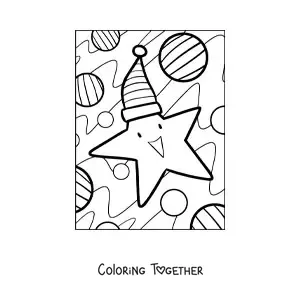Coloring page of a cartoon Christmas star