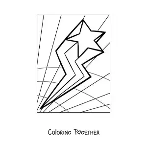 Coloring page of a shooting star