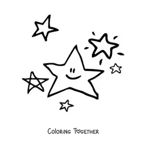 Coloring page of several 5-pointed stars