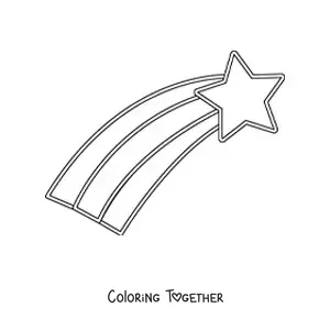 Coloring page of a simple shooting star