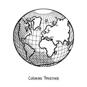 Coloring page of a globe