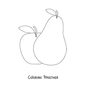 Coloring page of a pear and an apple