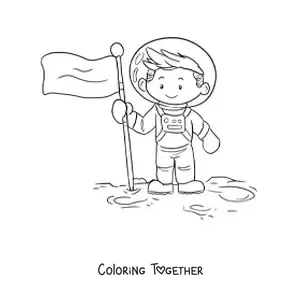 Coloring page of a man on the Moon