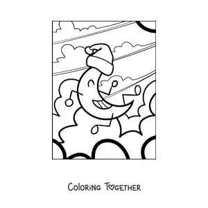 Coloring page of a cartoon Moon