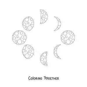 Coloring page of the phases of the Moon