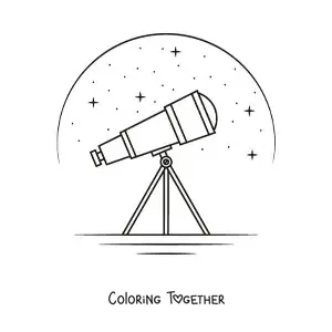 Coloring page of a telescope