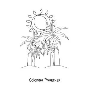 Coloring page of a summer landscape