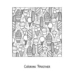 Coloring page of several summer ice creams
