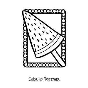 Coloring page of a summer watermelon ice cream