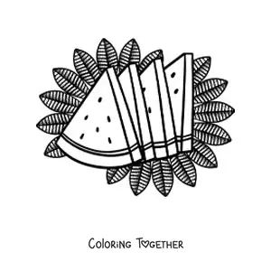 Coloring page of several servings of summer watermelon