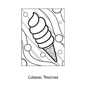 Coloring page of an ice cream cone for summer