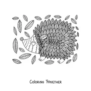 Coloring page of an autumn hedgehog