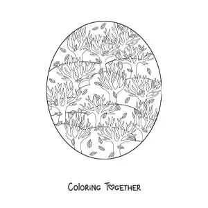 Coloring page of several trees in autumn