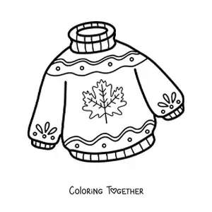 Coloring page of an autumn sweater