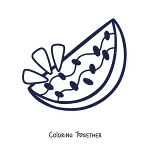 Coloring page of a juicy half watermelon
