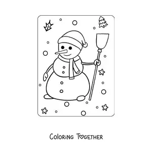 Coloring page of a snowman