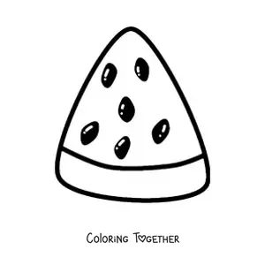 Coloring page of a triangular piece of watermelon