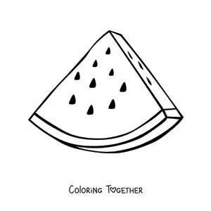 Coloring page of a triangular piece of watermelon