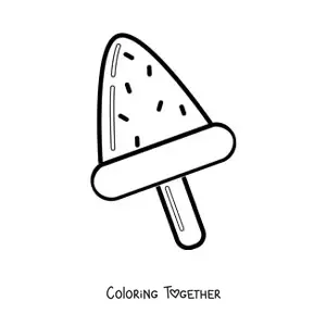 Coloring page of an ice pop shaped like a watermelon