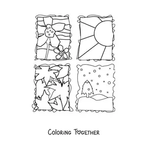 Coloring page of the four seasons of the year