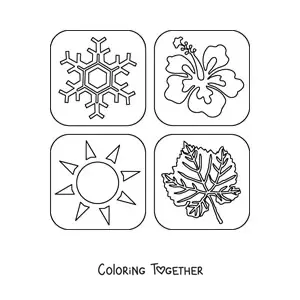 Coloring page of the elements of the four seasons