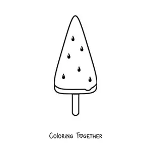 Coloring page of an ice pop shaped like a watermelon