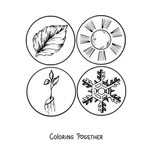Coloring page of the symbols of the seasons