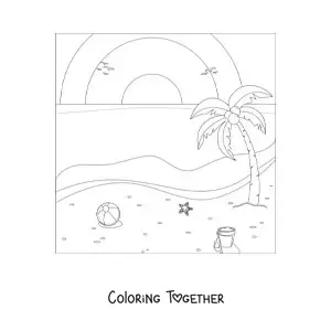 Coloring page of a beach landscape