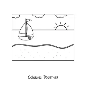 Coloring page of a simple beach