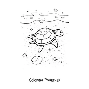 Coloring page of a sea turtle on the beach