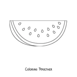 Coloring page of half a watermelon seen from the front