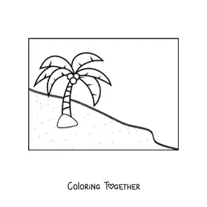 Coloring page of a beach palm tree