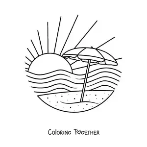 Coloring page of a beach umbrella