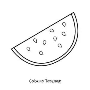 Coloring page of half a watermelon with seeds