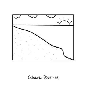 Coloring page of the beach shore