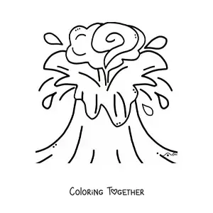 Coloring page of a volcanic eruption