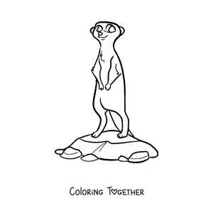 Coloring page of a desert meerkat