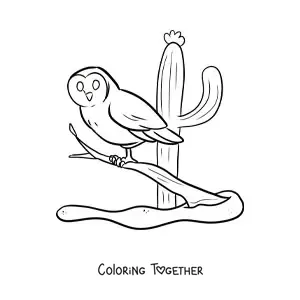 Coloring page of a desert owl