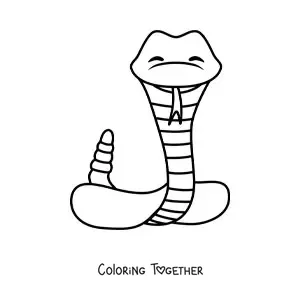 Coloring page of a cartoon rattlesnake