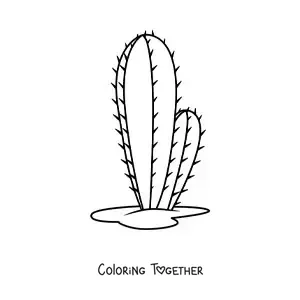 Coloring page of a simple cactus
