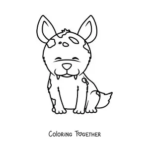 Coloring page of a cartoon hyena