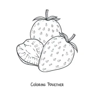 Coloring page of three strawberries