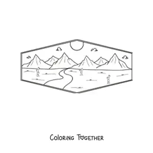Coloring page of a desert landscape