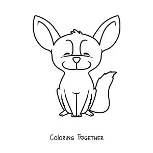 Coloring page of a cartoon desert fox