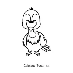 Coloring page of a cartoon desert vulture